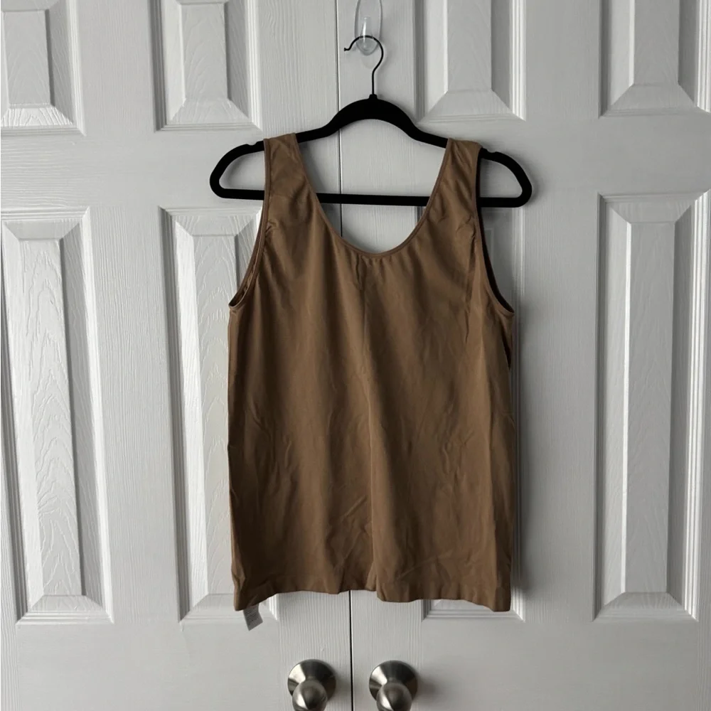 J. Crew Layering Tank Top Camel Caramel Brown Scoop Neck Size XXL